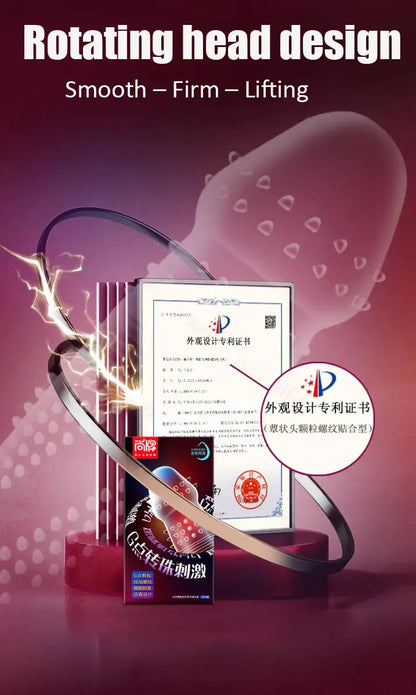 Elasun Condoms Delay for Men with Mustache Mutual Climax Orgasm Ribs Penis Sleeves for Men Delay Ejaculation G Spot Sex Toy