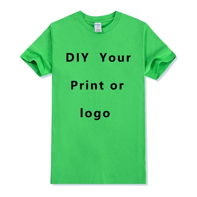 EU size 100% pure cotton custom T-shirt front and back team school uniform store logo text photo for men's personalized high-end