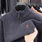 High quality half zipper knitted sweater men fashion luxury brand embroidery designer new top plush warm thick casual men's wear
