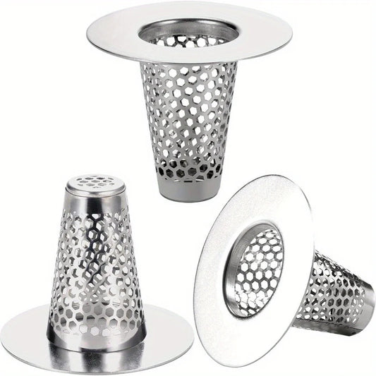 3pcs/pack Premium Stainless Steel Bathroom Sink Drain Strainer New Style Hair Catcher for 1.2" to 1.6" Drain Hole Suitable