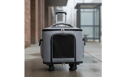 Rolling Pet Carrier Quiet Wheels Feline Carrier Suitcase Feline Travel Bag Large Capacity Portable for Outdoor