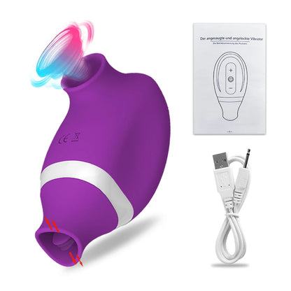 2 in 1 Clit Sucker Vibrator Female for Women G-Spot Sucking  Licking Double Stimulation Nipples Massagers Tongue Sex Toy Adult