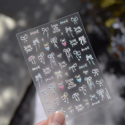 Gold Silver Metal Nail Stickers Dark Retro High-end Cross Nail Art Accessories Sticker Back Blue Nails 3D Decorations Decals DIY