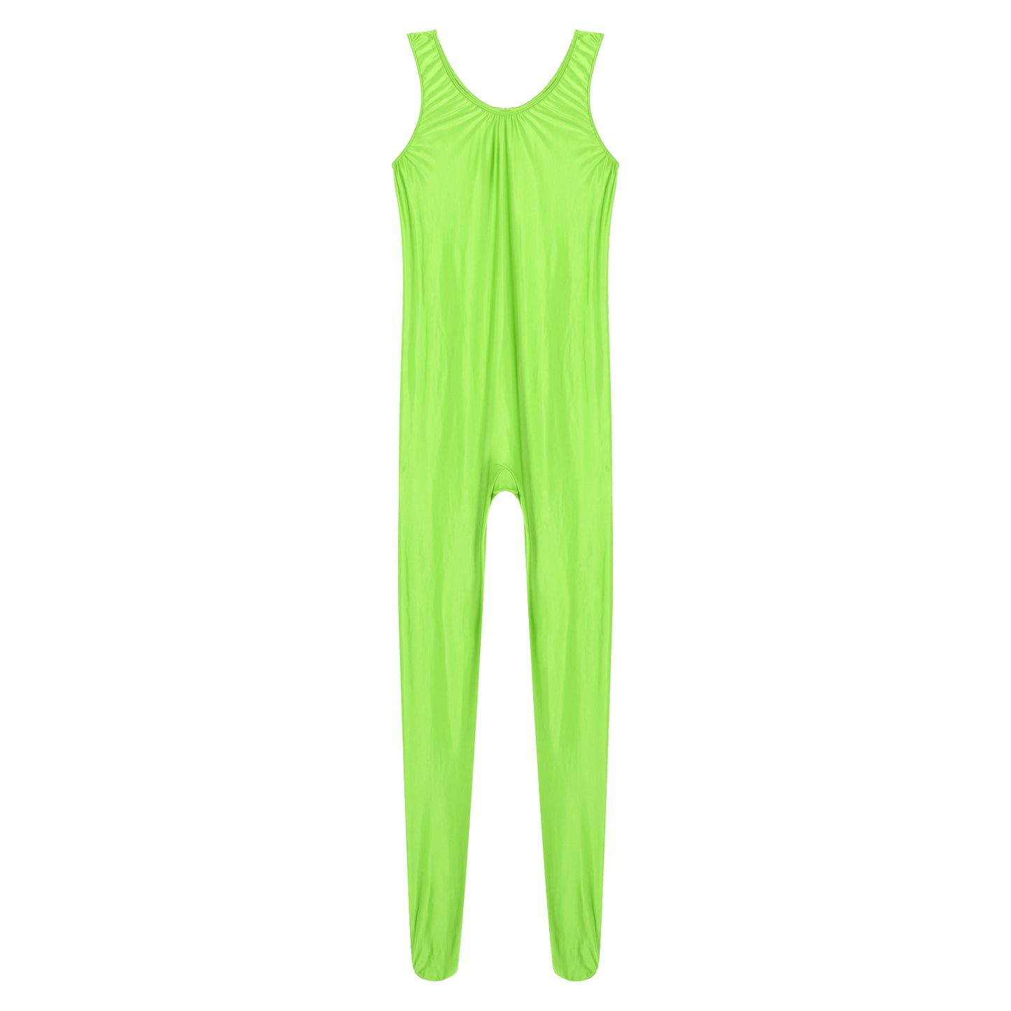 Women's Sleeveless Full Body Bodysuit Glossy Jumpsuit Gymnastics Fitness Swimming Leotard Pole Dance Costume Clubwear Lingerie