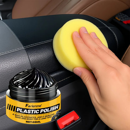 Farienne Plastic Scratch Repair Paste 55ml- Universal Blackening Cream for Car Interiors, Tires, Dashboards, Doors, Bumpers