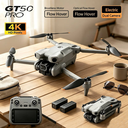 GT50 RC Drone Professional 4K HD Dual Cameras UAV Intelligent Obstacle Avoidance Dron Optical Flow Hovering Quadcopter Kid Gifts