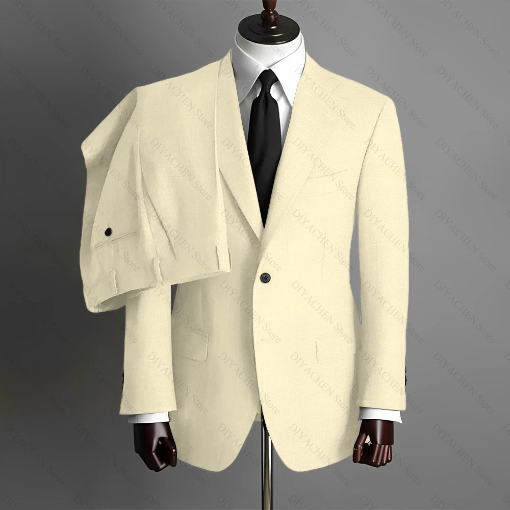 Fashion Gray Men Suits High-end Single Breasted Wedding Tuxedo Business Casual Office Male Suit Slim 2 Piece (Blazer+Pants)