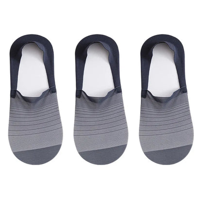 3pairs Men's Socks Summer Ultra-thin Invisible Elastic Silicone Non-slip Boat Sock Mesh Breathable Comfortable No Show Sokken