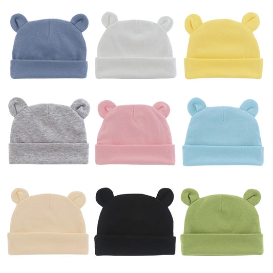 Soft Newborn Hat Baby Beanie Cotton Infant Bonnet Baby Cap for Girls Boys Kids Hats Newborn Photography Props Accessories 0-12M