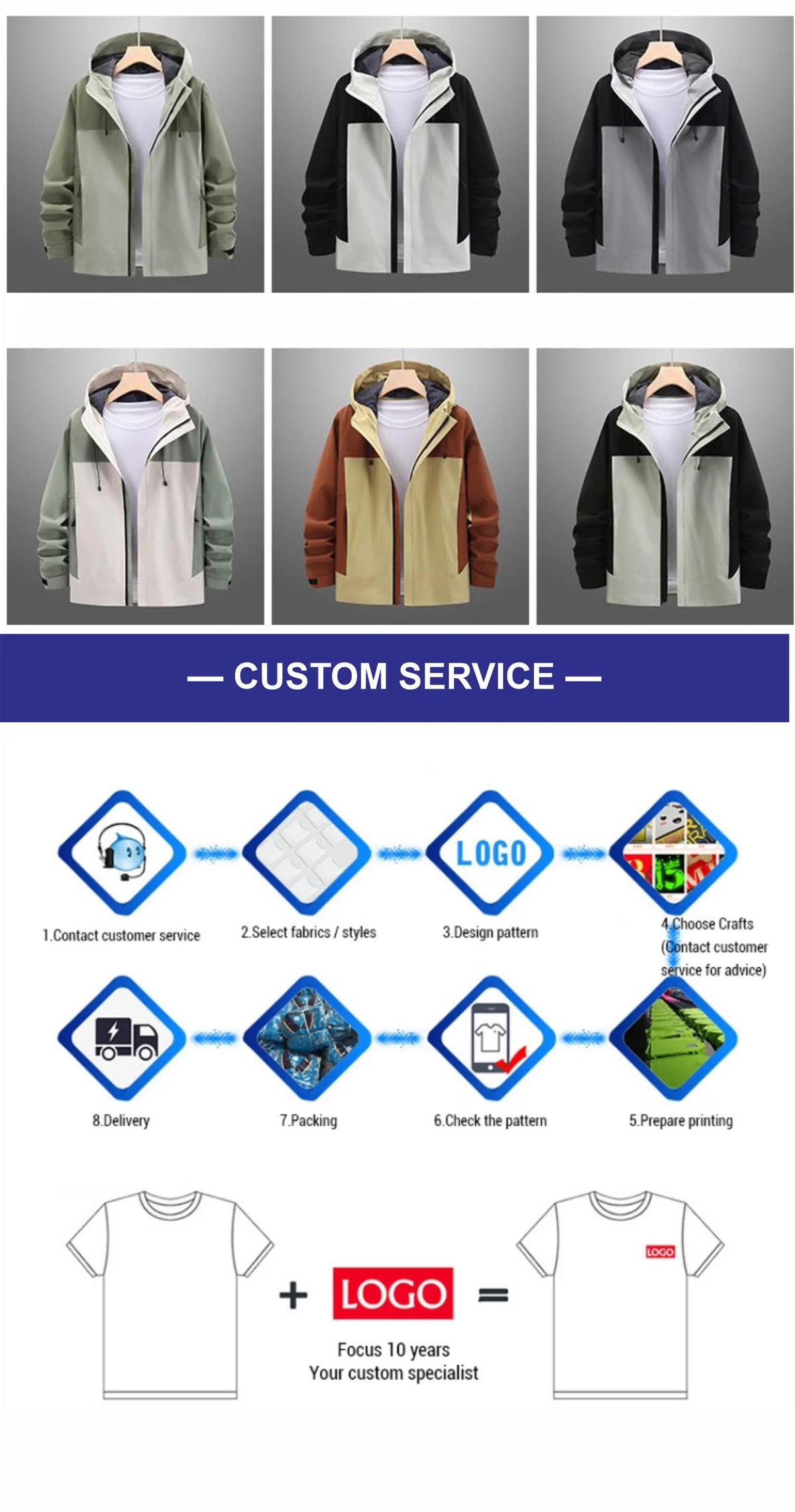 Winter Casual Windproof Hooded Down Jacket Custom Printed Embroidery Company Logo High Quality Men's Hiking Outdoor Jacket 4xl