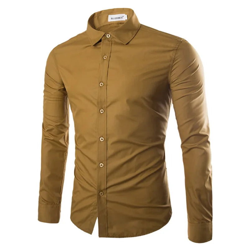 14 Colors Solid Color Men's Fashionable Candy Color Shirt Men's Casual Long Sleeve Shirt for Men