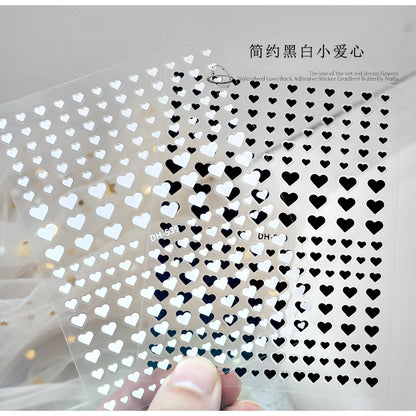 3d Nail Art Stickers Red Black White Love Hearts Stars Clouds French Full Tips Adhesive Nail Decals Slider For Manicure