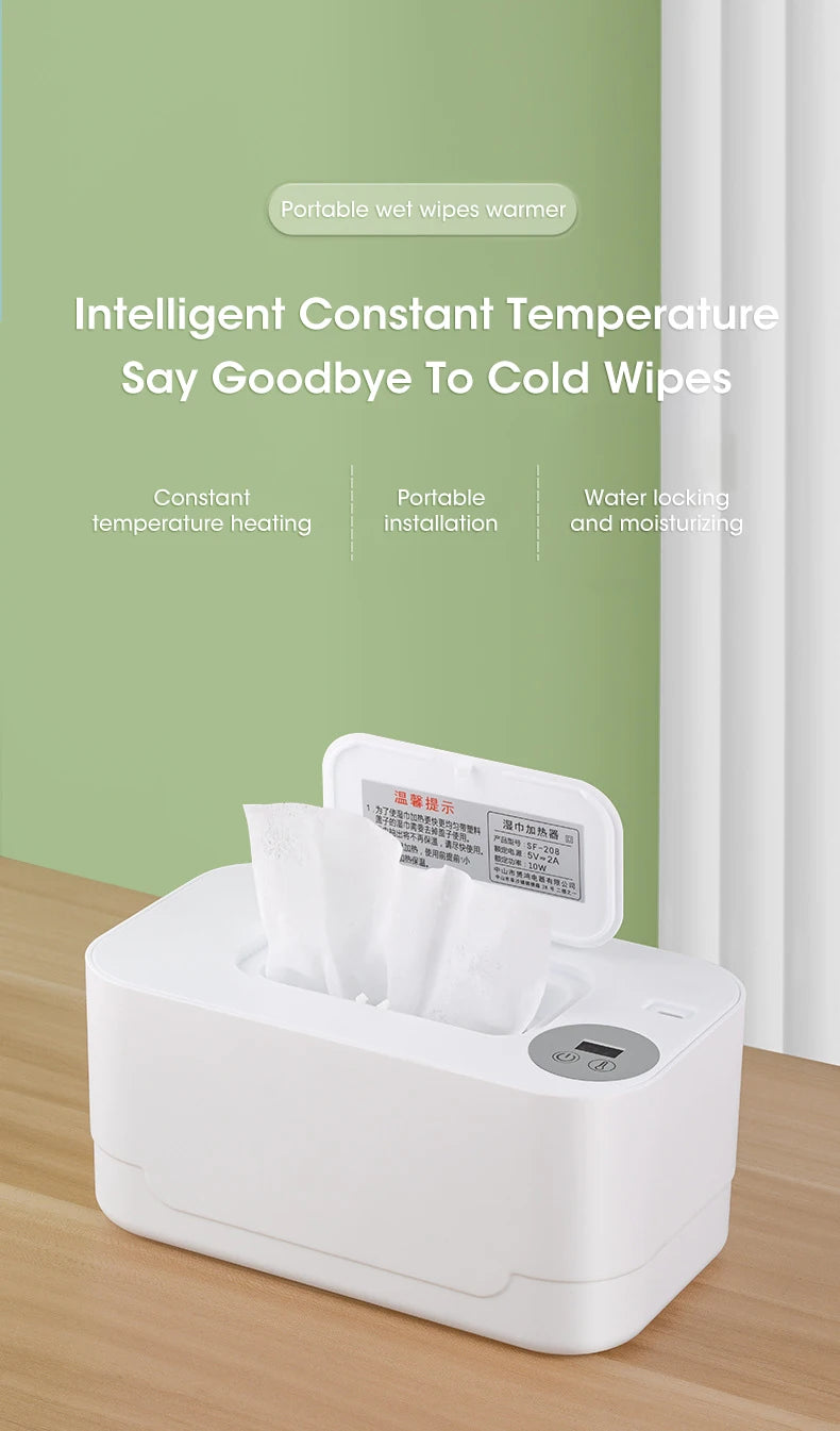 LED Display Baby Wipe Warmer Heater Wet Towel Dispenser Portable USB Charge Baby Wipe Warmer Napkin Heating Box Home/Car Use