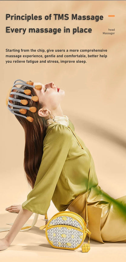 20 Massage Heads Orange Scalp Massager - Red Light Vibrating Octopus Scratcher for Relaxation, Stress Relief