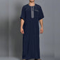2024 Traditional Embroidery Men's Moroccan short sleeve Thobe Jubba Kandora Dishdasha robe Islamic dress Ramadan abaya