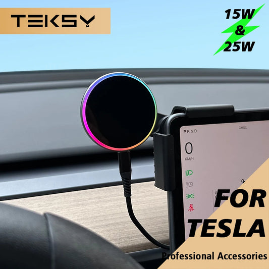 Car Phone Mount Holder 15W and 25W Qi2.2 Magnetic Wireless Charger Compatible with MagSafe for Tesla Model Y 3 JUNIPER 2026