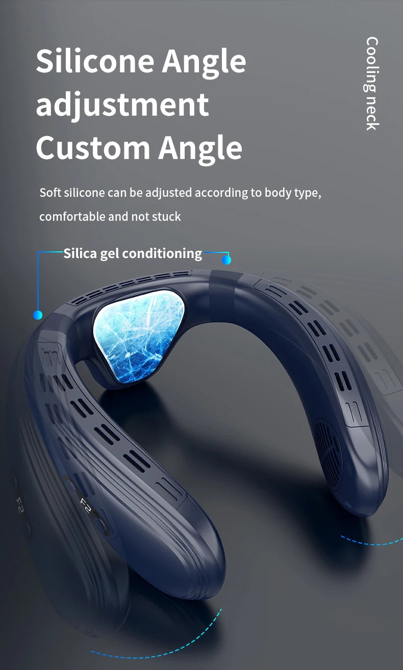 New Portable Neck Fan 5200mAh Neck Air Conditioner Rechargeable Semiconductor Cooling Fan Outdoor Personal Fan Wearable Cooler