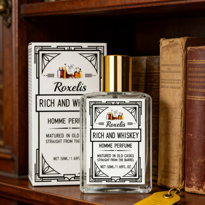 Roxelis Whiskey Scent Perfume Exude Elegance Lasting Charm Boost Confidence Light Fragrance Level Fragrance Spray for Men 50ml