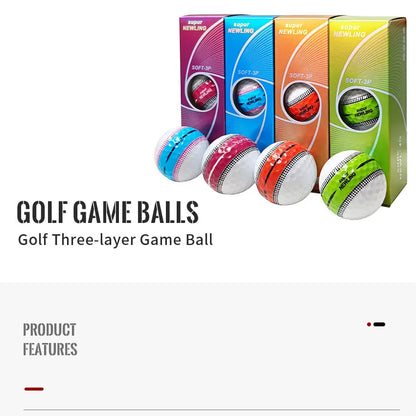 3pcs/box Supur NEWNING Golf Games Ball Super Long Distance Three Layer Ball for Professional Competition Game Ball Golfers Gift