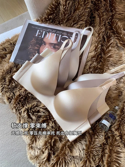 Satin Bralette Slip for Small Bust Women Seamless One Piece Wireless Support Anti Sagging Comfort Everyday S-XL MOYISU Sexy AB