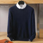 Men's 100% Pure Mink Cashmere Sweater O-Neck Pullovers Knit Large Size Mink Sweater Winter New Long Sleeve High-End Jumpers Tops