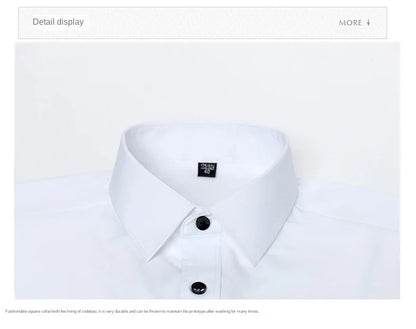 Men's long-sleeved shirt made of elastic fabric, wash-and-wear wrinkle-resistant business casual, silky smooth, pure color shirt