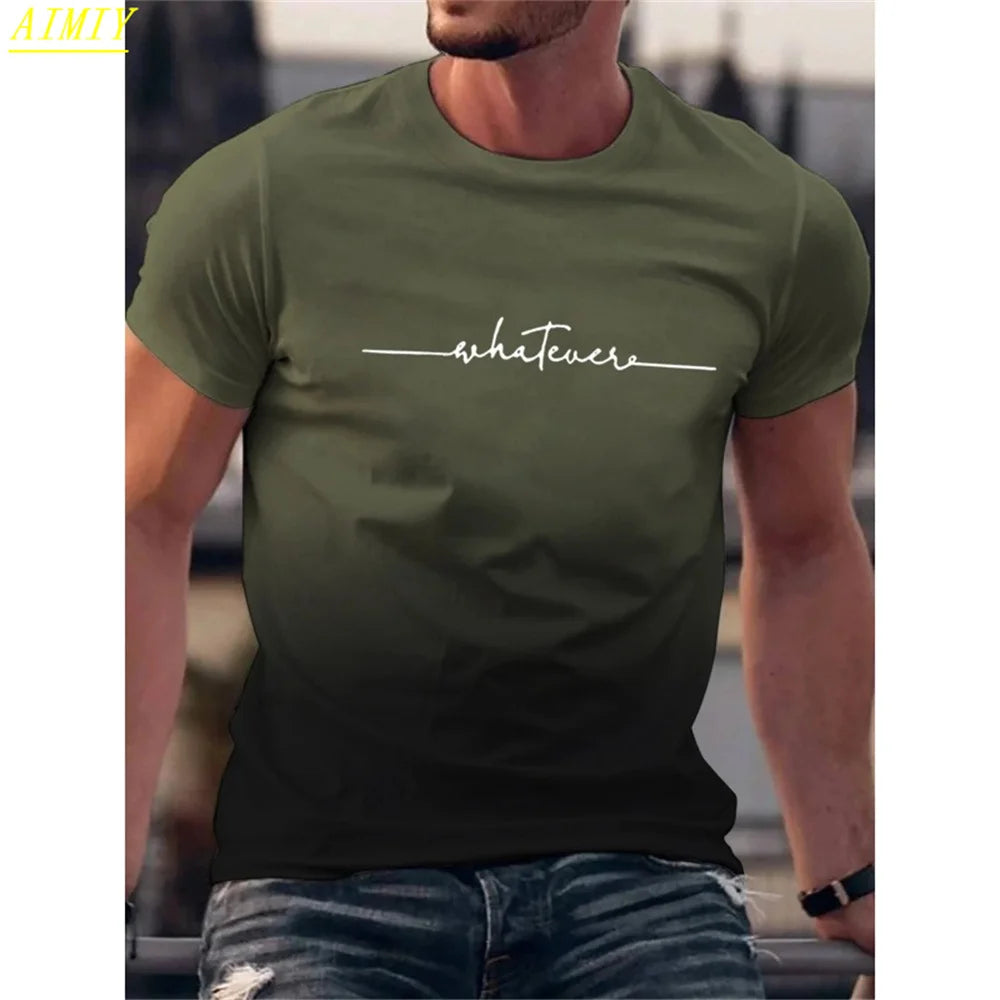 Fashion Summer 3D Stripe Letter Print Men's T Shirt Hip Hop Trend Harajuku Streetwear Casual O-neck Oversized T-shirts Men Tops