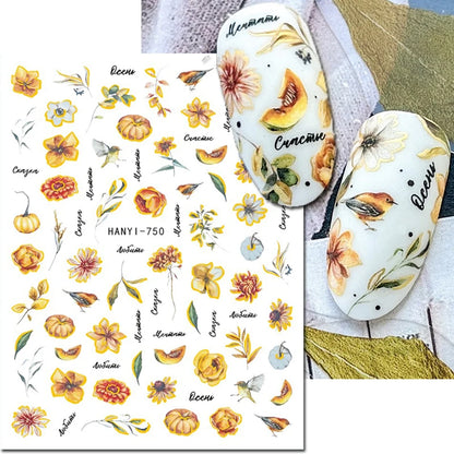 3d Nail Art Decals Elegant White RoyalBlue Roses Flowers Adhesive Sliders Nail Stickers Decoration For Nail Manicure