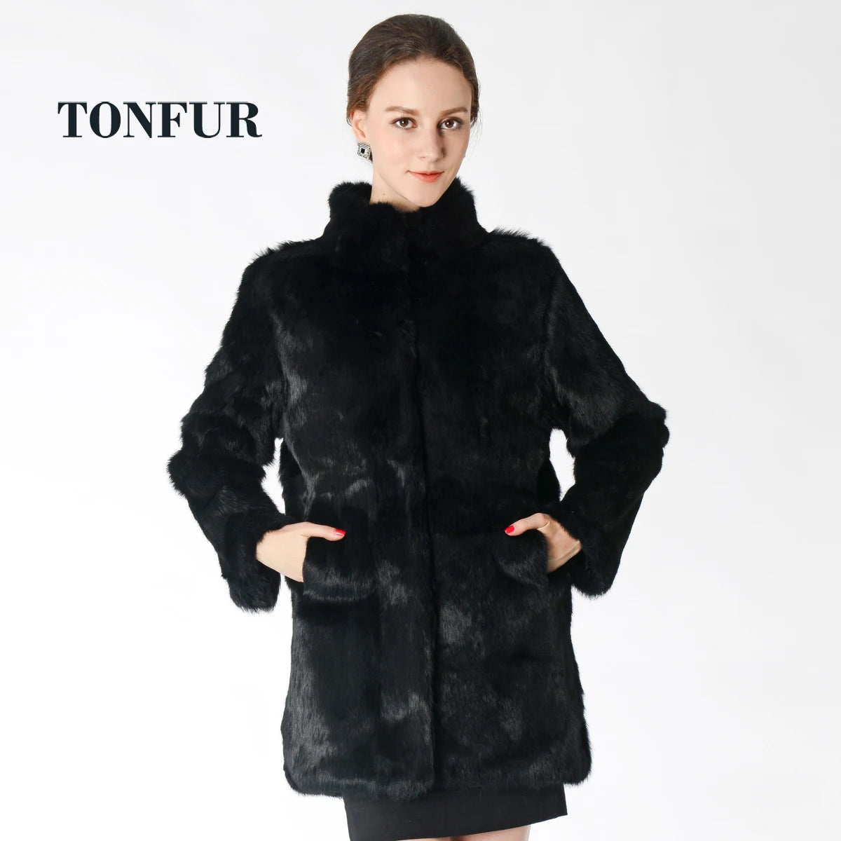 New Arrival Standard Collar Vintage Customize Real Whole Rabbit Fur Coat For Women Female M-5XL Mandarin Collar Jacket WSR257