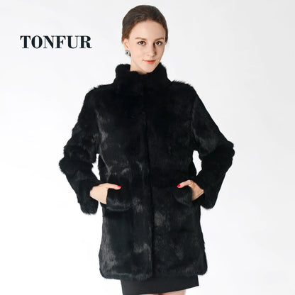 New Arrival Standard Collar Vintage Customize Real Whole Rabbit Fur Coat For Women Female M-5XL Mandarin Collar Jacket WSR257