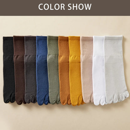 Hot Sale Men's Cotton Toe Socks Moisture-Wicking Odor Control Seamless Toe Design Long Crew Socks for Sports Daily Wear