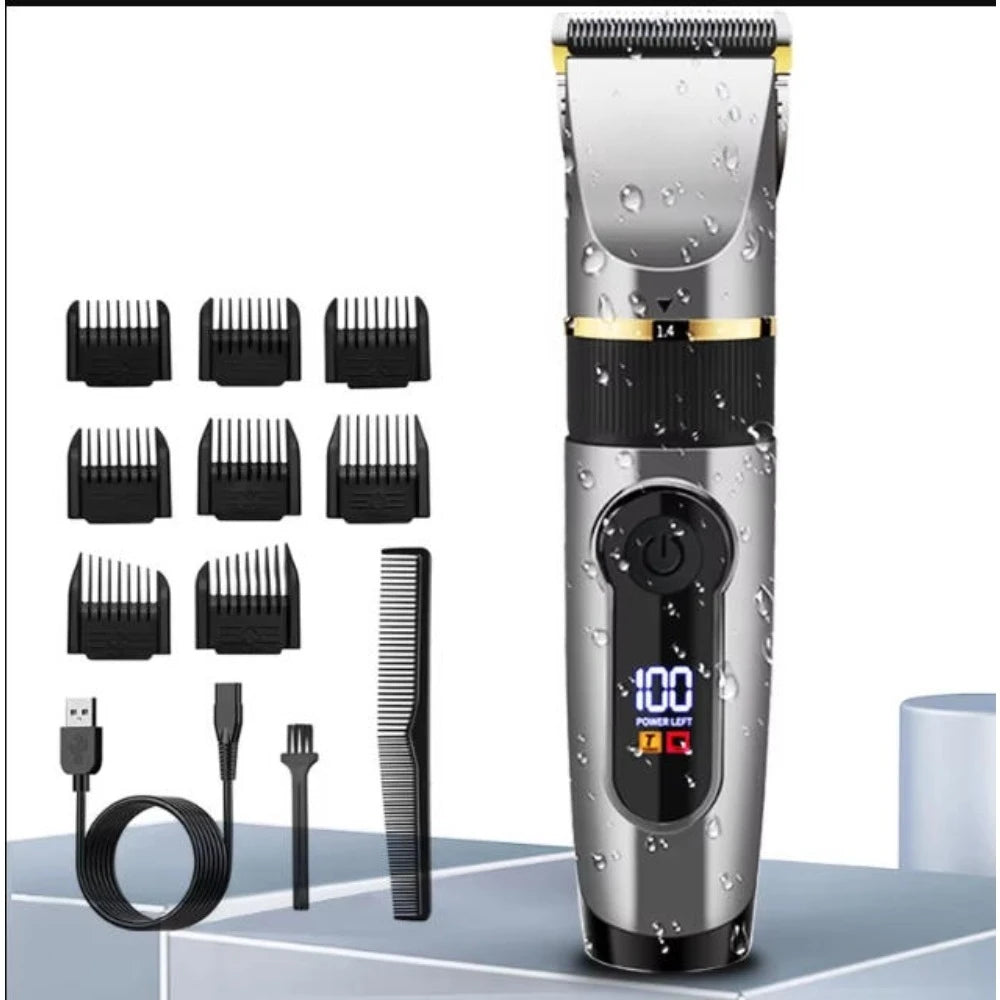 Professional Hair Clipper Rechargeable Electric Trimmer For Men Beard Kids Barber Cutting Machine Haircut LED Screen Waterproof