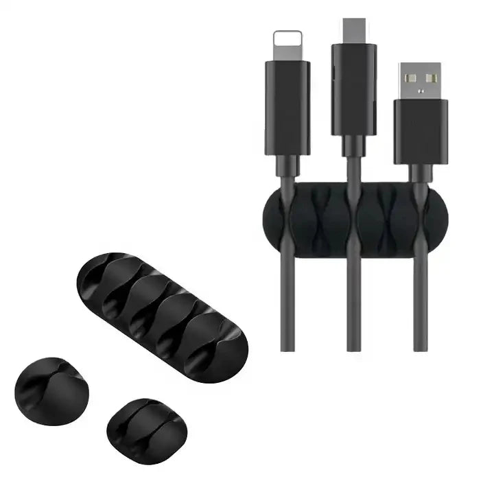 Cable Cord Wire Organizer Silicone USB Cable Winder Management Clips Self Adhesive for Mouse Keyboard Headset For iPhone Huawei