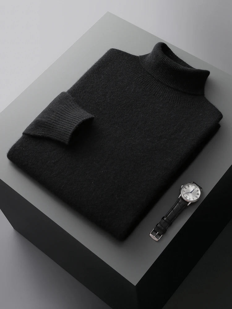 Men's Turtleneck 100% Cashmere Sweater Autumn Winter Basic Long Sleeve Pullover Cashmere Knitwear Soft Warm Comfy Clothing
