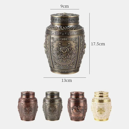 Pet Memorial Keepsake Container for Ashes Tea Canister Coffin Box for Human Ashes Metal Cremation Animal Urn Funeral Home Decor