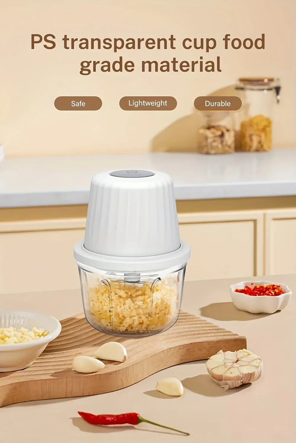 400ML Electric Food Chopper ，6 Blades Garlic Grinder Mini Vegetable Chopper，USB Portable Veggie Chopper，Garlic Mincer
