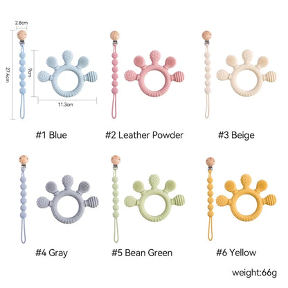Finger Teether Silicone Pacifier Chain Baby Teether No BPA Teething Ring Gum Baby Care Equipment Silicone Baby Care Utensils