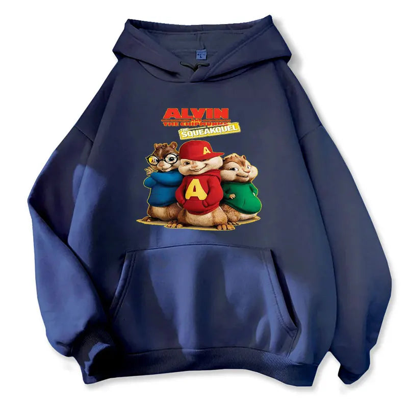 2025 Fashion Unisex Casual Sportswear Women's Hoody Alvin Chipmunk Halloween Costume Women's Pullover Fashion Trend