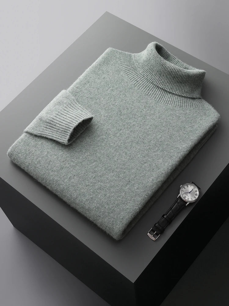 Men's Turtleneck 100% Cashmere Sweater Autumn Winter Basic Long Sleeve Pullover Cashmere Knitwear Soft Warm Comfy Clothing