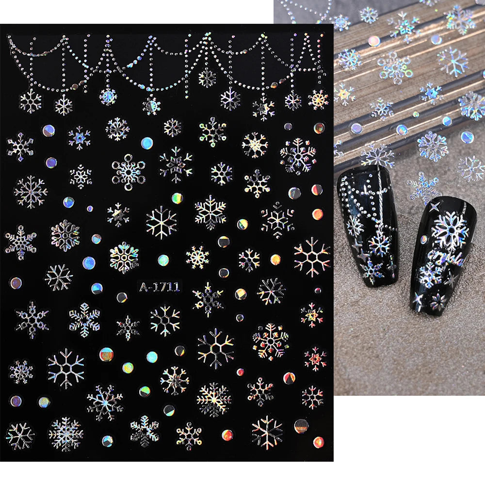 Winter Christmas Atmosphere Nail Stickers Snowman Snowflake Wapiti Self-adhesive High Quality Cute Nail Stickers Nail Art Deco
