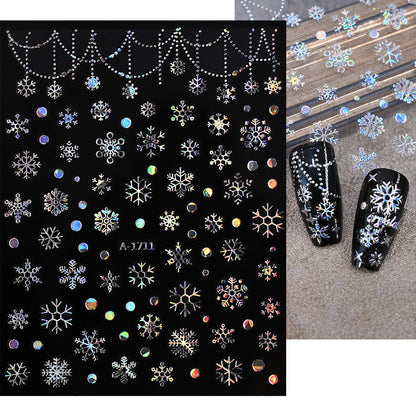 Winter Christmas Atmosphere Nail Stickers Snowman Snowflake Wapiti Self-adhesive High Quality Cute Nail Stickers Nail Art Deco