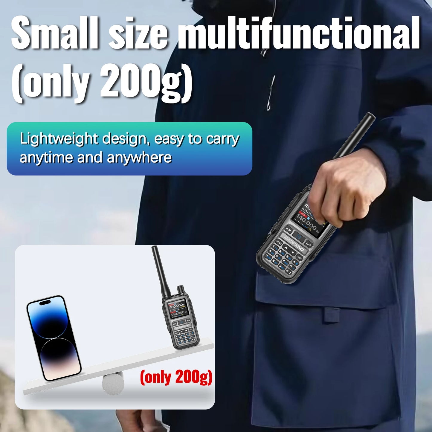 BAOFENG UV 5R Mini Walkie Talkie Dual PTT Bluetooth Programming Wireless Copy Frequency AM FM Long Range Small Size Ham Radio