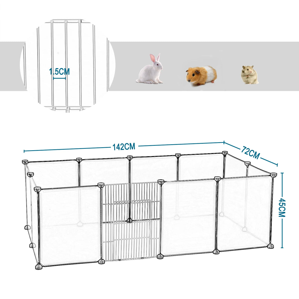 EUGAD Pet Playpen DIY Metal Wire Exercise Modular Enclosure with Door Small Animals Cage for Guinea Pig Rabbit Gerbil Hedgehog Pet Run