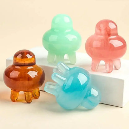 【Y】Resin Jellyfis Massage Comb Head Meridian Scraping Scalp Massage Brush Acupuncture SPA GuaSha Massage Comb Fatigue Relief
