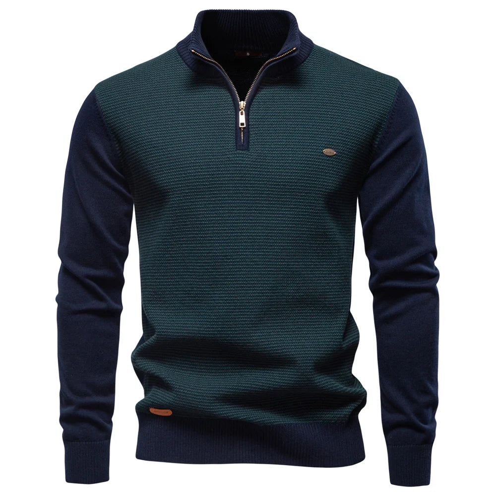 AIOPESON Men's Striped Sweater Solid Color Knit Pullover Warm Luxury Cotton Autumn Winter Casual Turtleneck Mens Sweaters