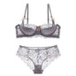MOYISU French Romantic Lace Comfortable Breathable セクシー Tushy Slim Bra Collection Pure Desire Girls Push Beautiful Underwear SET