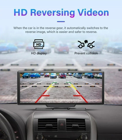 Srnubi 10.26" Dash Cam Rearview Carplay Android Auto 4K DVR Navigation Player Dual Len Recorder Dashboard WIFI BT