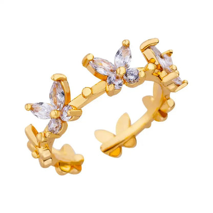 Cute Butterfly Rings For Women Gold Color Stainless Steel Geometric Opening Butterfly Ring Aesthetic Wedding Christmas Jewelry