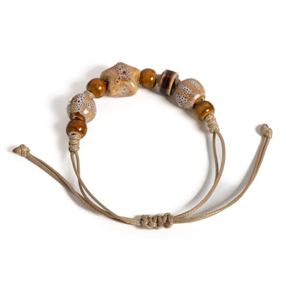 Handmade White Star Claw Ceramic Bracelet Adjustable Boho Ethnic Jewelry Unique Gift S02-027