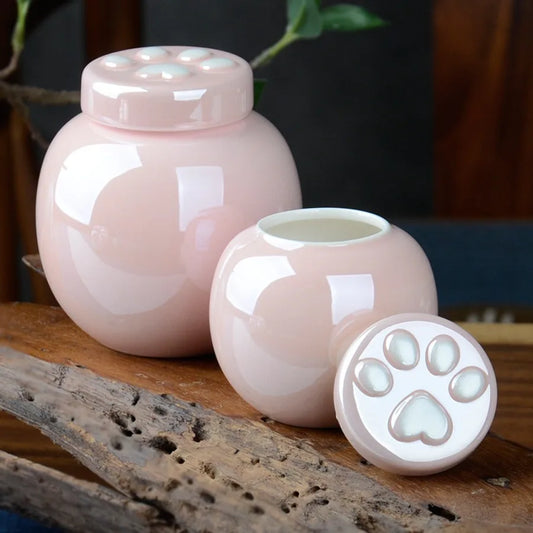Household Mini Pet Ash Jar Moisture Proof Ceramic Claw Seal Jar Animal Funeral Urn Pet Nostalgia Ornament Portable Ash Box